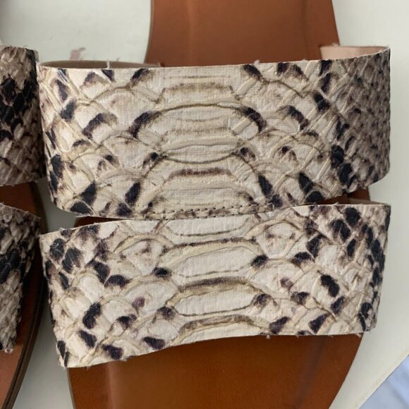 Steve Madden Croc Embossed Faux Leather Slip On Flat Slide Sandals - Picture 6 of 11